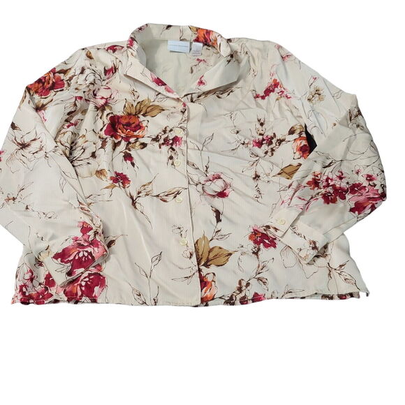 Alfred Dunner Womens Button Up Blouse Multicolor Size 12 100% Polyester Collar - Picture 1 of 12